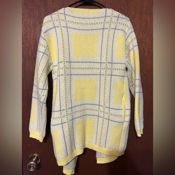 Talbots size M long sleeve bright yellows with gray accents blazer, pockets - Picture 8 of 10